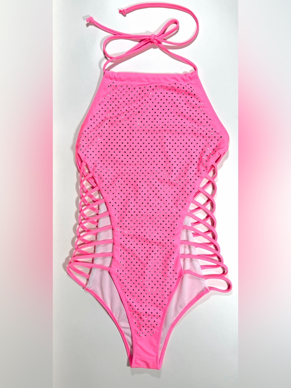 Hot & Delicious Neon Pink Rhinestone Bodysuit